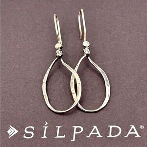 W1551 Silpada 925 Sterling Silver Lasso Oxidized Twisted Hammered Oval Earrings